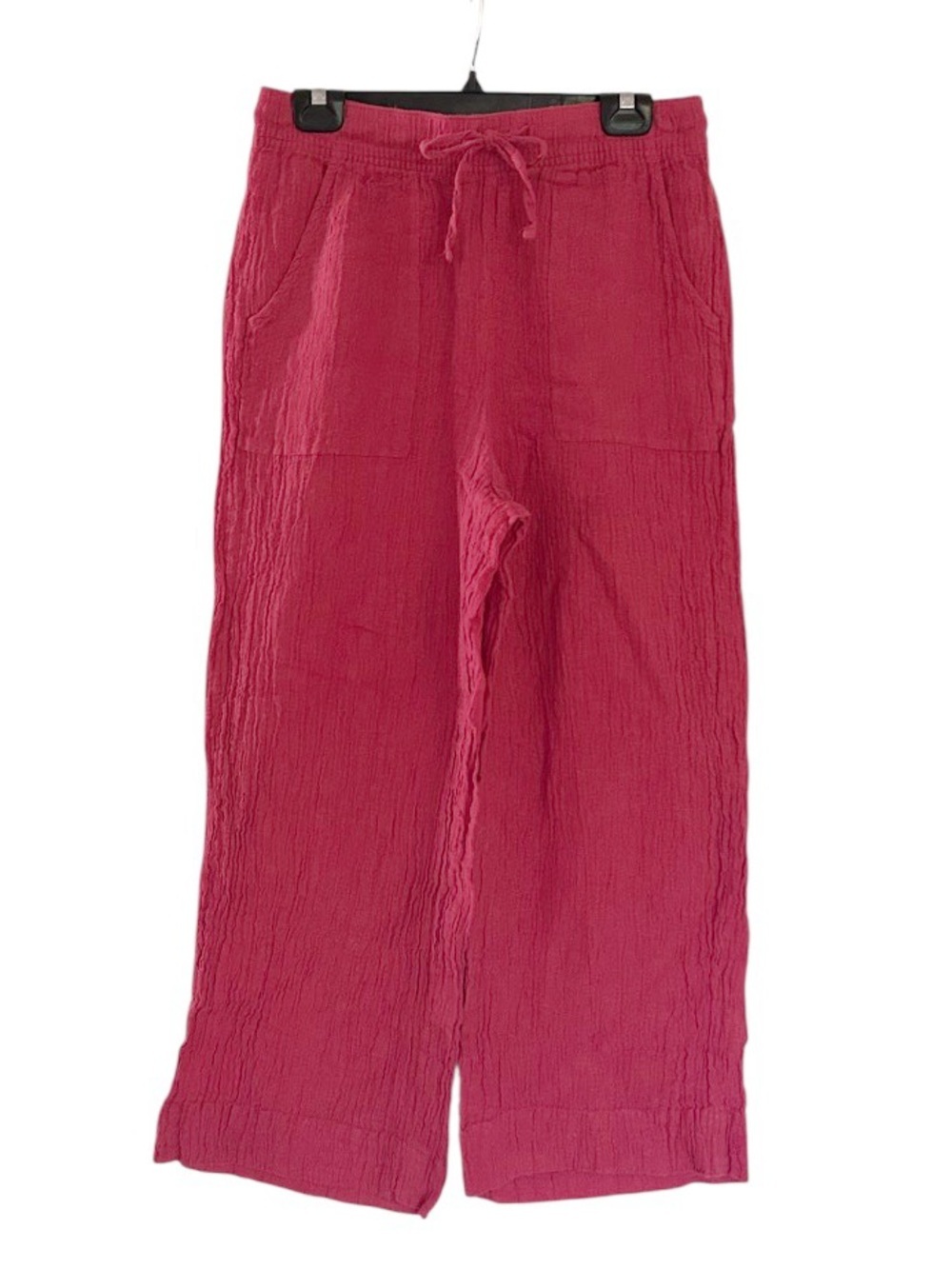 Sigrid Olsen Linen Pants Size Medium Pink Gauze Drawstring Wide Leg